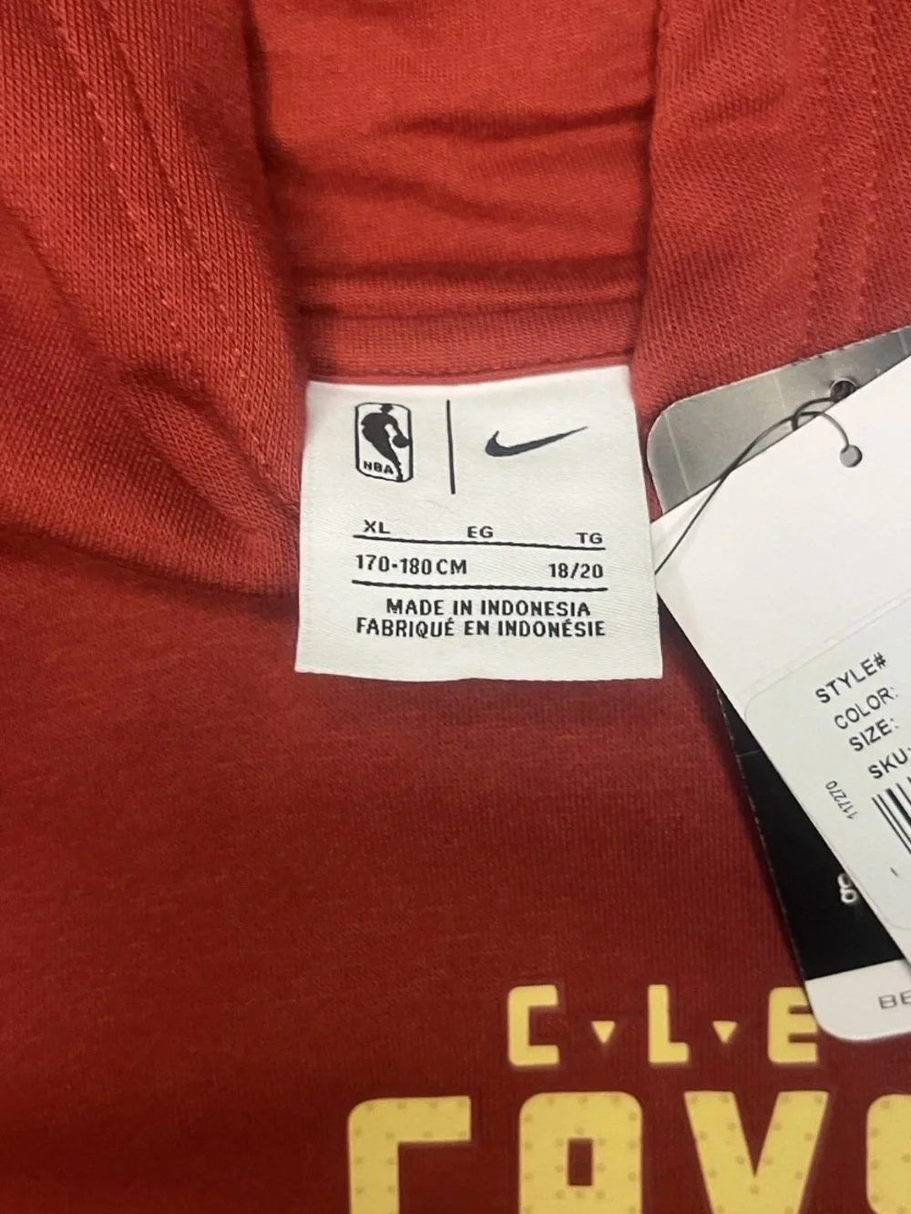 Nike Red CAVS Pullover Hoodie with Yellow Logo